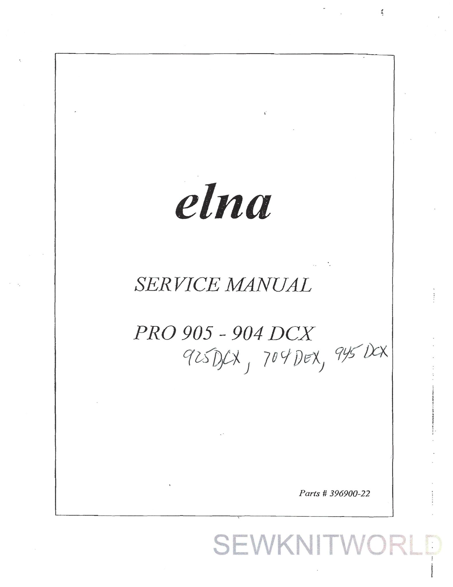 Elna Pro 905 Dcx Service Manual